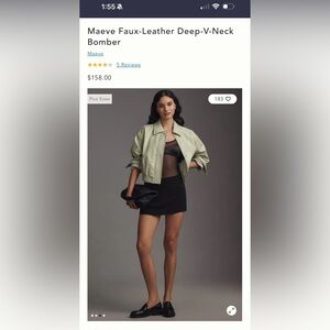 Maeve Faux Leather Deep-V-Neck Bomber Jacket - Anthropologie